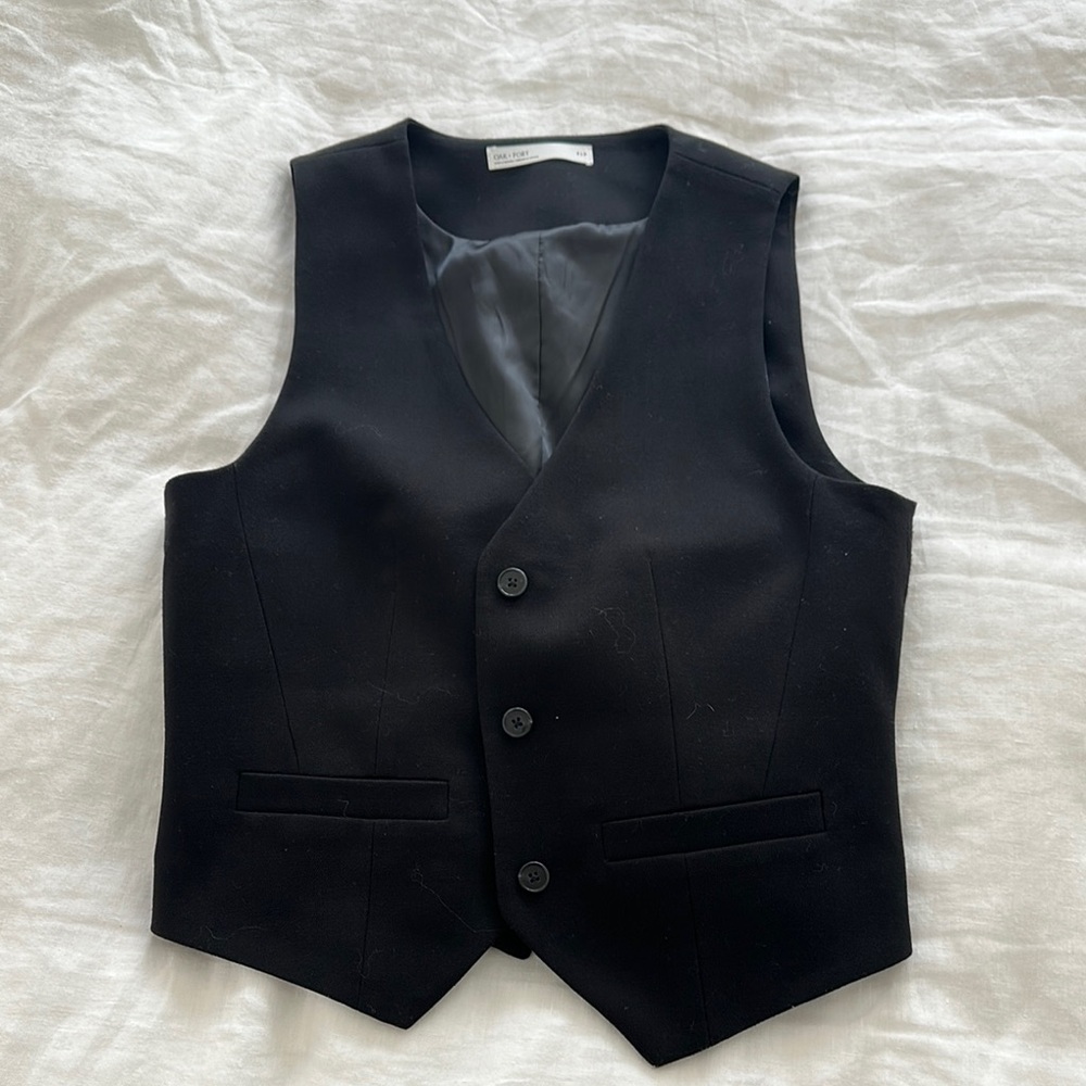 OAK + FORT Black Button Down Vest